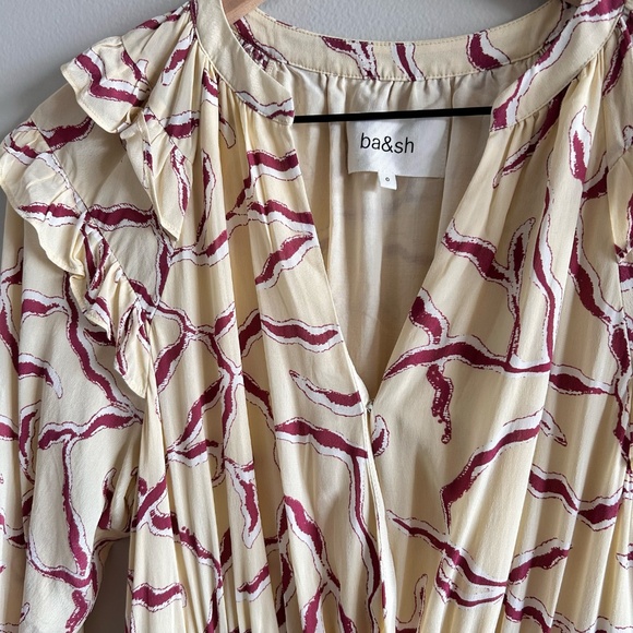 BA&SH Candice Wrap Midi Dress | Printed Crepe de Chine | Size 2 (0) | NWT - Picture 7 of 16